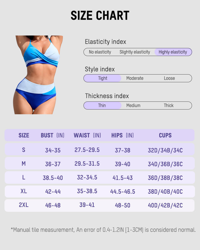 Shesways® Twisted Front Color-Block High Waist Bikini Set