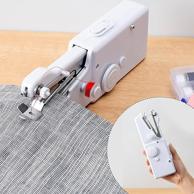 Handheld Sewing Machine, Mini Portable Stitching machine for Beginners DIY Fabrics Clothes Home Travel, Cordless Electric Mending Machine for Home Quick Repairing and Stitch Handicrafts