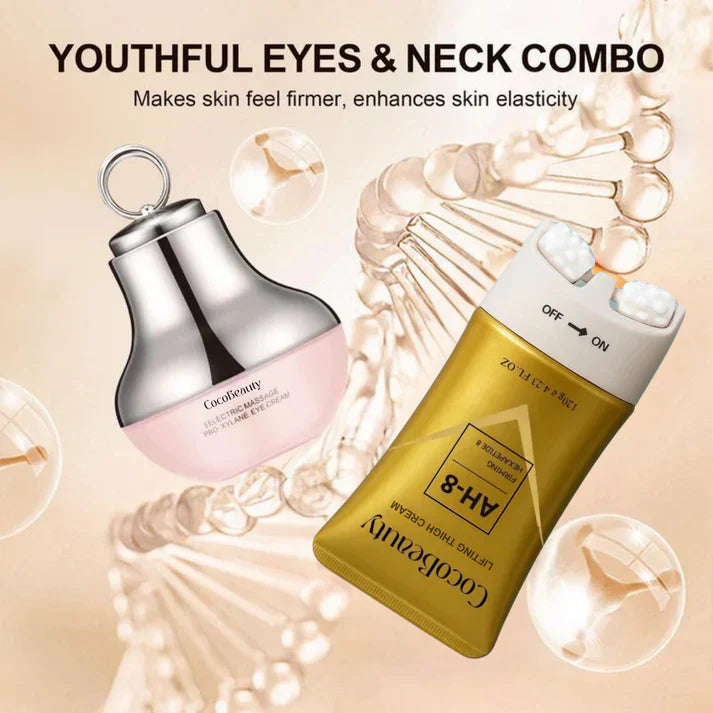 Light Eye Massage Creamwith Caffeine & Hyaluronic Acid for Dark Circles Firming Fine Lines Hydrating Moisturizing Radiant Skin Care with Red Light Micro-Vibration Head