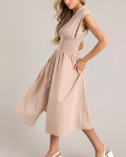 Shesways® Zip-Front Midi Dress