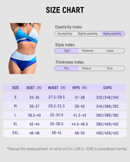 Shesways® Twisted Front Color-Block High Waist Bikini Set