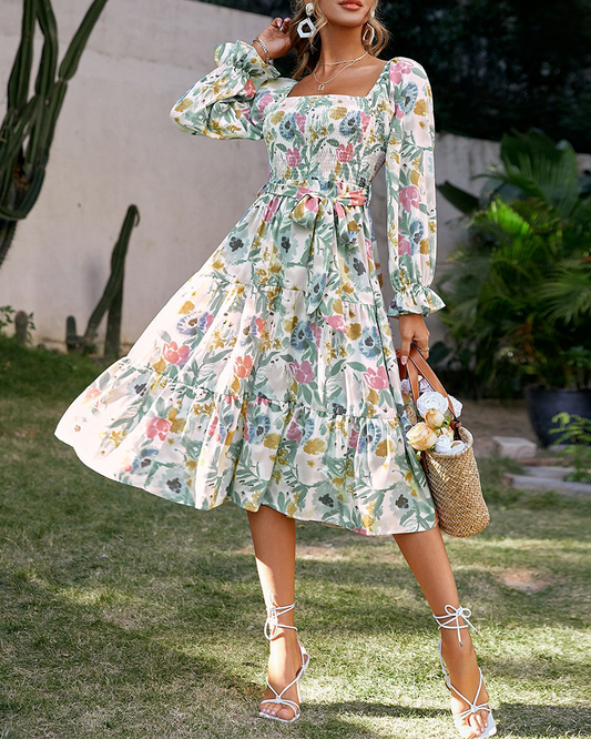 Shesways® Vintage-Inspired Belted Maxi Dress