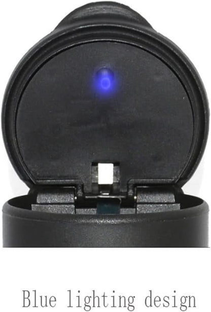 Fireproof Cylinder Shaped Car Cigarette Ashtray with Blue LED Light