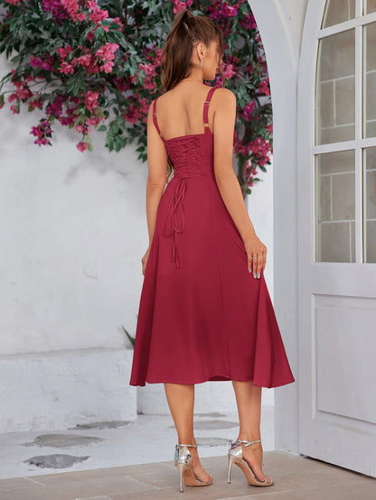 Shesways® Ruched Bust Split Thigh Cami Dress