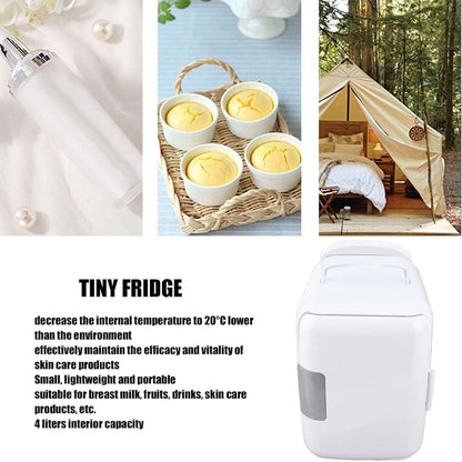 Mini car Fridge 4L Small Refrigerator Fast Cooling Portable with Heating And Cooling Box Detachable Partition, Durable Car Fridge for Skin Care, Cosmetics, Beverage, Food, for Home Office Car (blue)