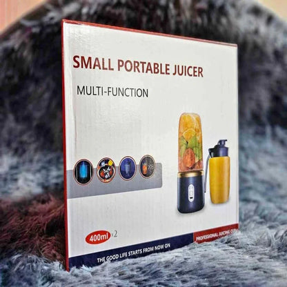 Mini Portable Juicer Blender/ 6 Blade Wireless Machine, 400ml Smoothie & Milkshake Maker, Blue USB Rechargeable with 2 Bottles, Versatile for Fresh Juices & Nutrient Extraction