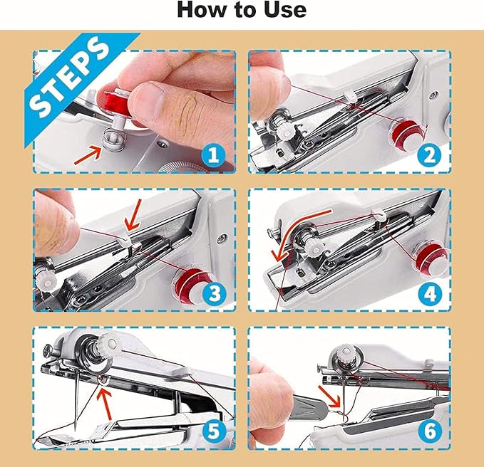 Handheld Sewing Machine, Mini Portable Stitching machine for Beginners DIY Fabrics Clothes Home Travel, Cordless Electric Mending Machine for Home Quick Repairing and Stitch Handicrafts