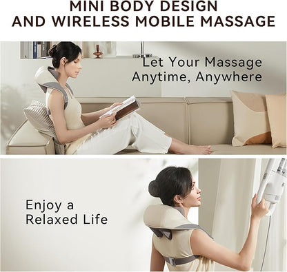 Neck Massager, Back Massager with Heat for Pain Relief Deep Tissue, Rechargeable Shiatsu Neck and Shoulder Massager, Cordless 5D Deep Kneading Massagers, Best Gifts for Men Women
