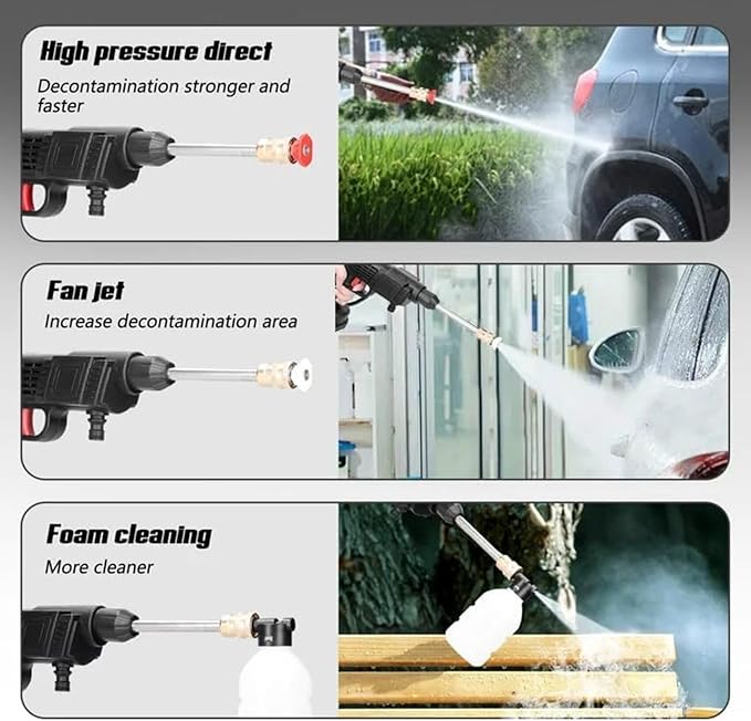 High Pressure Water CLEANING GUN, Portable Cordless Pressure Water Gun, Car Washer Cleaner with Adjustable 6 Modes Nozzle for Cleaning Garden...