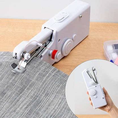 Handheld Sewing Machine, Mini Portable Stitching machine for Beginners DIY Fabrics Clothes Home Travel, Cordless Electric Mending Machine for Home Quick Repairing and Stitch Handicrafts
