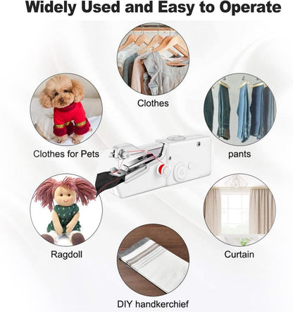 Handheld Sewing Machine, Mini Portable Stitching machine for Beginners DIY Fabrics Clothes Home Travel, Cordless Electric Mending Machine for Home Quick Repairing and Stitch Handicrafts