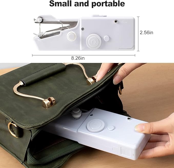 Handheld Sewing Machine, Mini Portable Stitching machine for Beginners DIY Fabrics Clothes Home Travel, Cordless Electric Mending Machine for Home Quick Repairing and Stitch Handicrafts