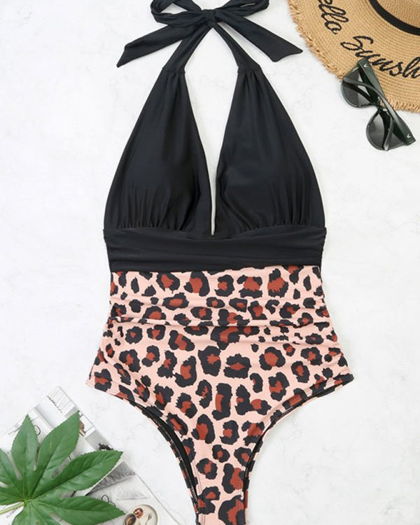 Shesways® Color-block belly-covering swimsuit