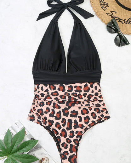 Shesways® Color-block belly-covering swimsuit
